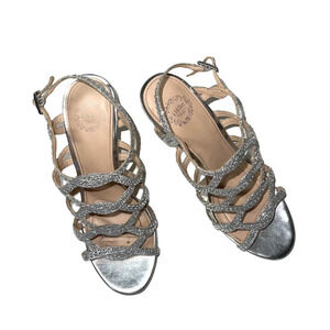 I. Miller Rosica Silver Rhinestone Strappy Stiletto Heels 7.5 Women’s